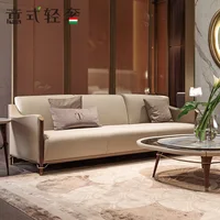 Luxury Italian Luxury Furniture Wood Single Three-person Sofa Brand Handmade Living Room Solid Sofa Width Fabric Style Filling