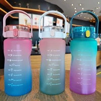 2000ml portable leakproof time marker high capacity travel kettle water bottle water jugs sports drinking cup