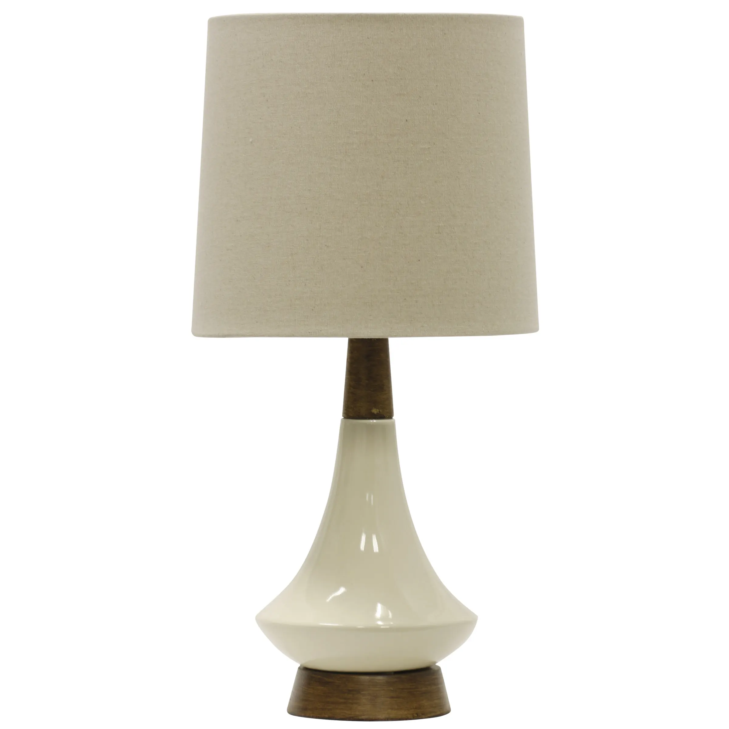 

Ceramic Table Lamp - White Washed Wood/Cream Finish - Heathered Oatmeal Hardback Fabric Shade