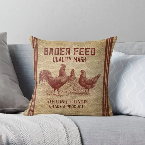 

Burlap Vintage Like Chicken Feed Sack Printing Throw Pillow Cover Sofa Home Square Hotel Soft Bedroom Pillows not include