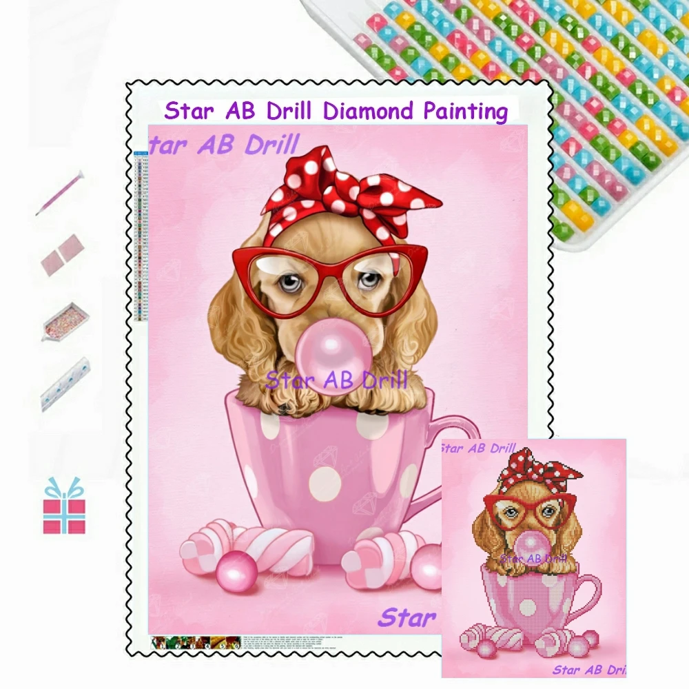 

Набор для вышивки крестиком Bubblegum Spaniel AB Drill 5d Алмазная мозаика художественные картины новинка 2023 мультяшная милая собака кошка домашний дек...