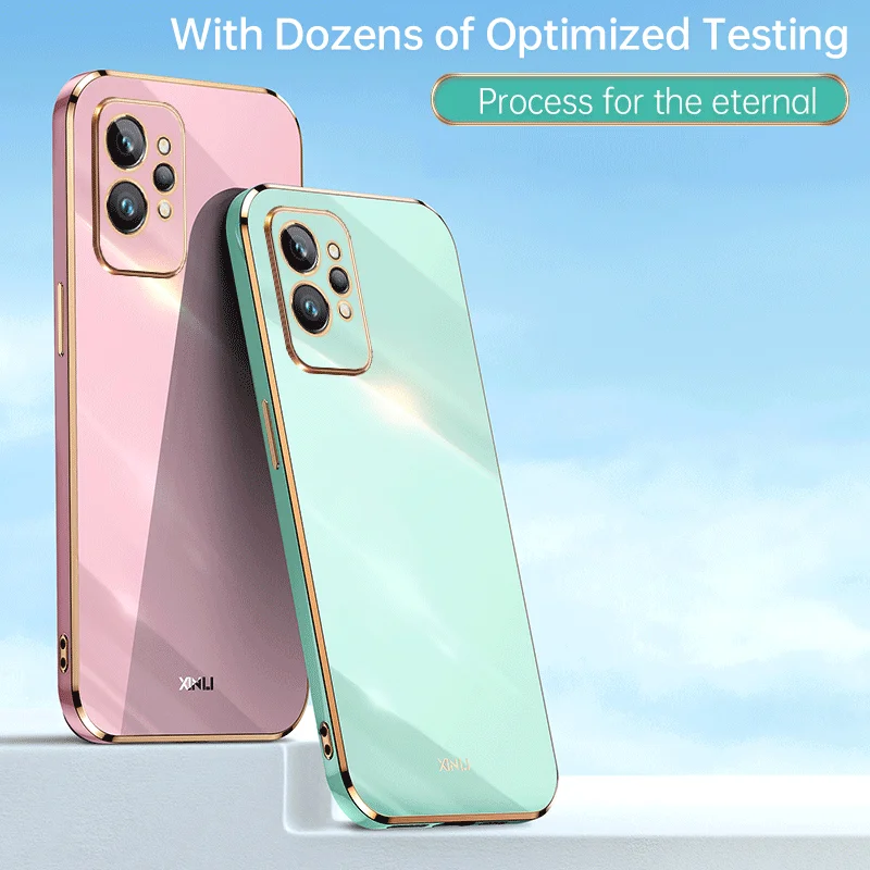 luxury square plating phone case on for realme gt2 pro 9i realme9i gt neo2 neo 2 shockproof soft tpu back cover phone cases free global shipping