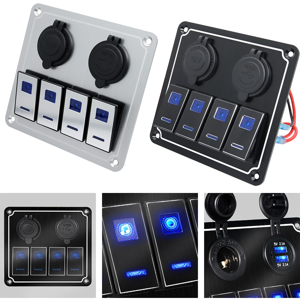 

New 12V/24V Waterproof Car Switch Voltmeter Dual USB Accessories Toggle Switch for Marine Boat Car, Truck, Jeep, Bus,camper