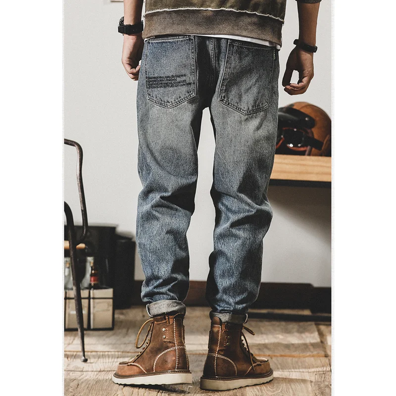 Men Clothing 2022 New Pattern Recreational Vintage Broad Leg Blue Jeans Straight Cylinder Large  Loose Trousers Autumn Female