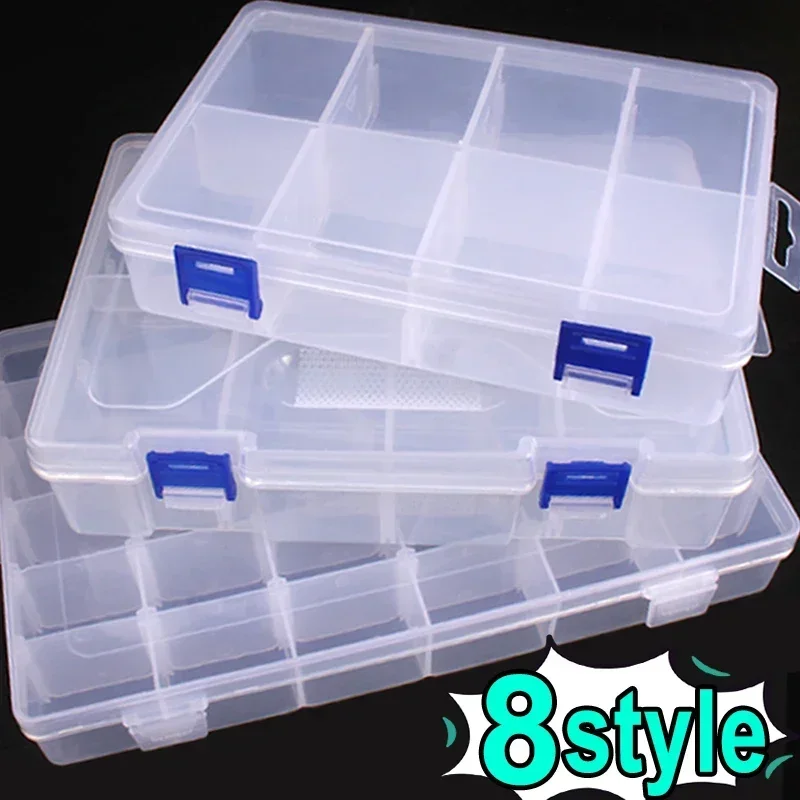 Фото 8-стильная прозрачная пластиковая шкатулка для хранения ювелирных изделий, регулируемый контейнер, коробки для хранения, органайзер для колец и сережек с бусинами №3