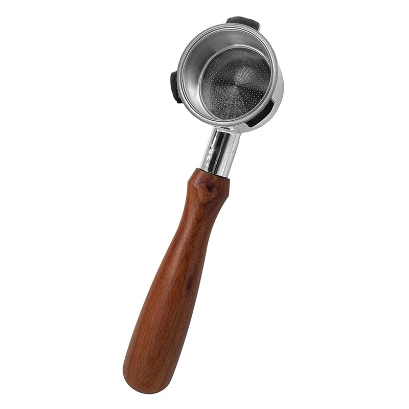 

51Mm Bottomless Portafilter Espresso Machines With Stainless Steel Replacement Filter Basket Wooden Handle