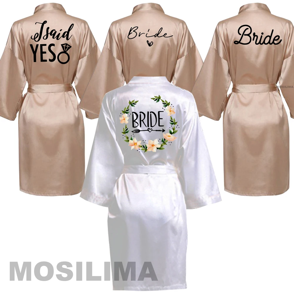 

Satin Silk Robes Wedding BathRobe Bride Bridesmaid Dress Gown Women Clothing Sleepwear CH004