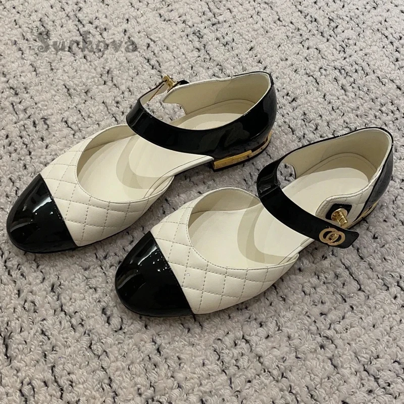 

Kawaii Mary Jane Shoes Cow Leather Shallow Ankle Buckle Pumps Mixed Colors Round Toe Chunky Low Heel Casual Lolita Women's Shoes