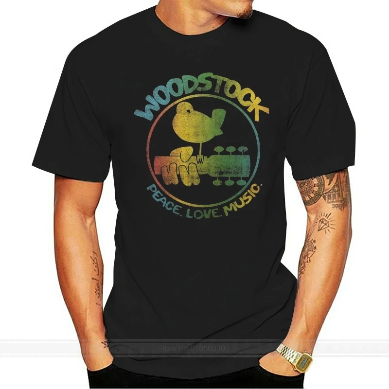 

Мужская футболка Woodstock, забавная футболка с цветным логотипом, новинка, футболка для женщин и мужчин, брендовая футболка, мужская летняя хло...