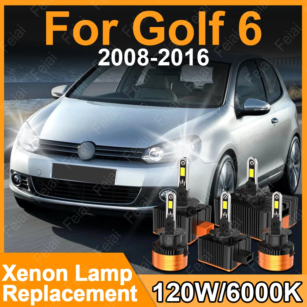 Фото Светодиодные лампы для фар Volkswagen VW Golf MK6, аксессуары для Golf 6, замена ксеноновых ламп HID, 5K1 AJ5, конвертируемые. №1