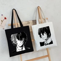 bungo stray dog anime canvas bag dark harajuku goth style shopper large capacity women bag classic vintage shoulder bag handbag