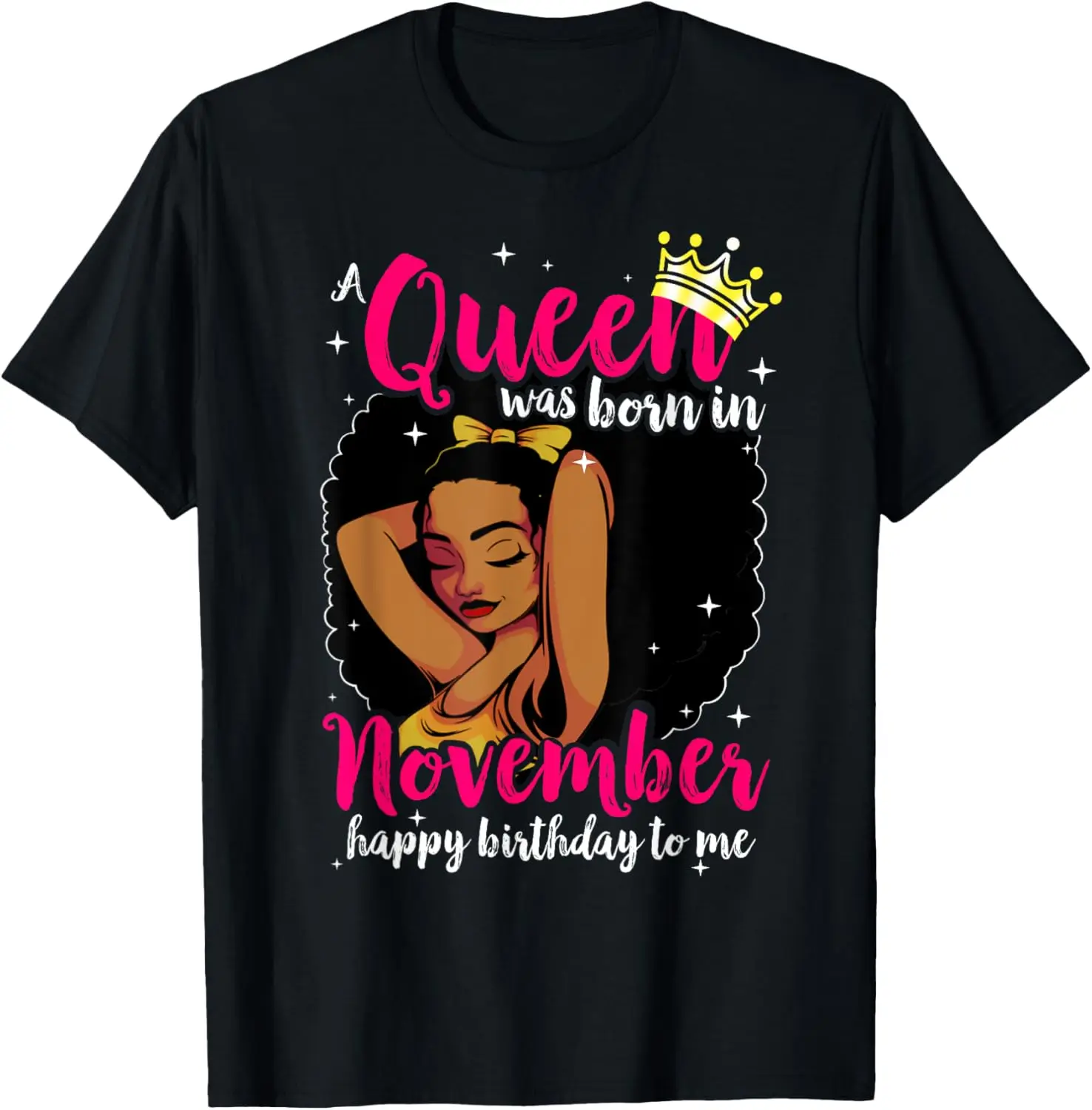 Футболка Afro Diva A Queen Was Born In November Happy Birthday To Me