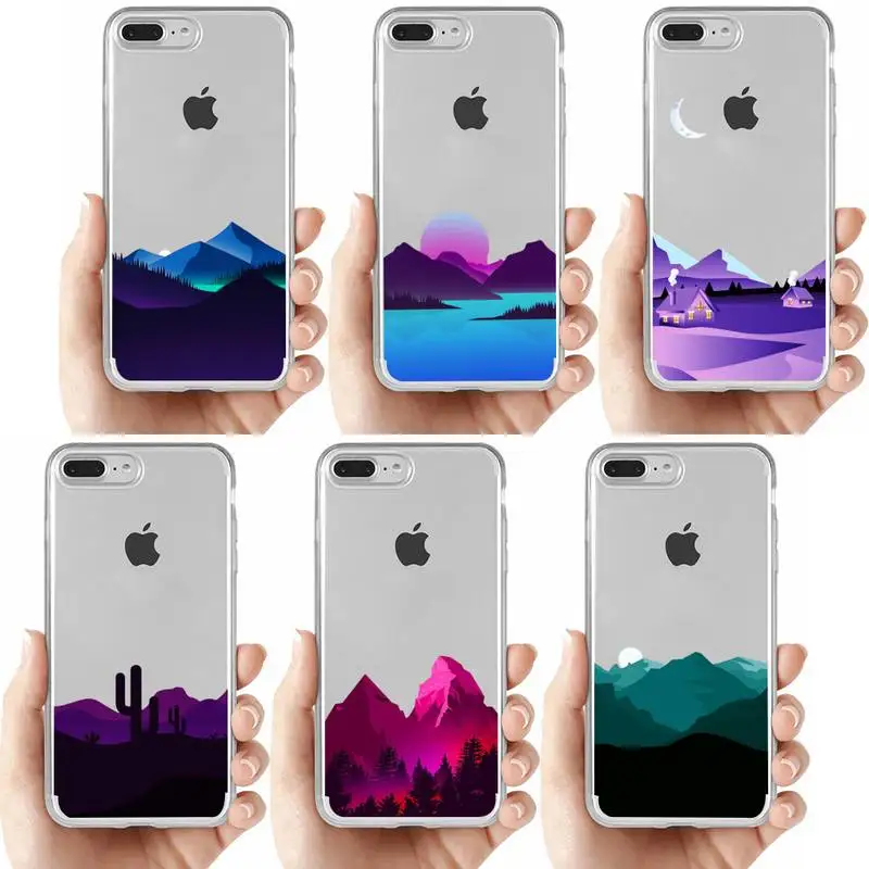 

Hand Painted Landscape Scenery Phone Case for iPhone 11 12 13 mini pro XS MAX 8 7 6 6S Plus X 5S SE 2020 XR clear case