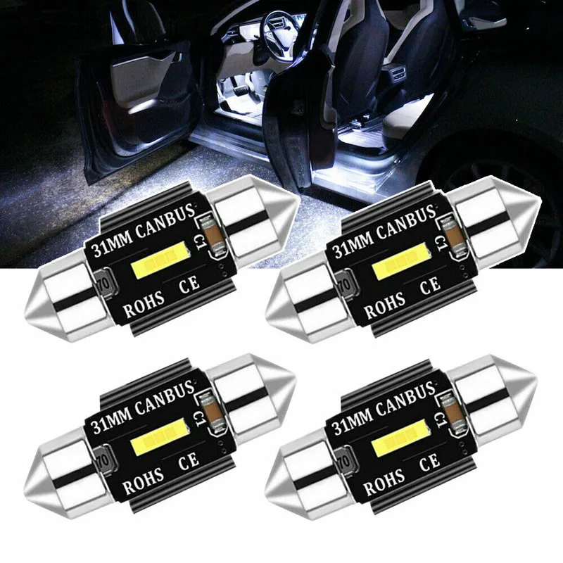 

4PCS White Lights 12V 31MM Festoon Car CSP LED Interior Light Bulb Dome Globe Error Free Universal Car Interior Accessories