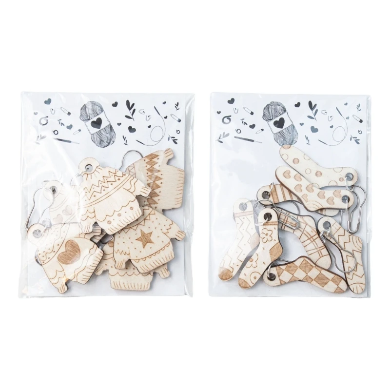 

B0KB деревянные маркеры для вязания петель цветок для DIY наборы маркеров для рукоделия игла зажим металлические крючки DIY