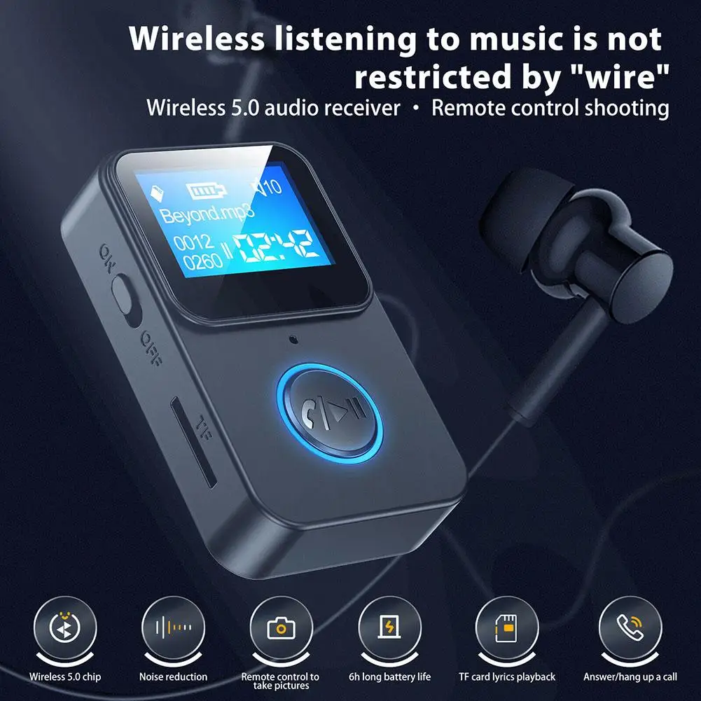 

C33 Wireless Bluetooth-Compatible 5.0 Audio Receiver 3.5mm Aux Audio Music Adapter With Screen Display Car Accessories Products