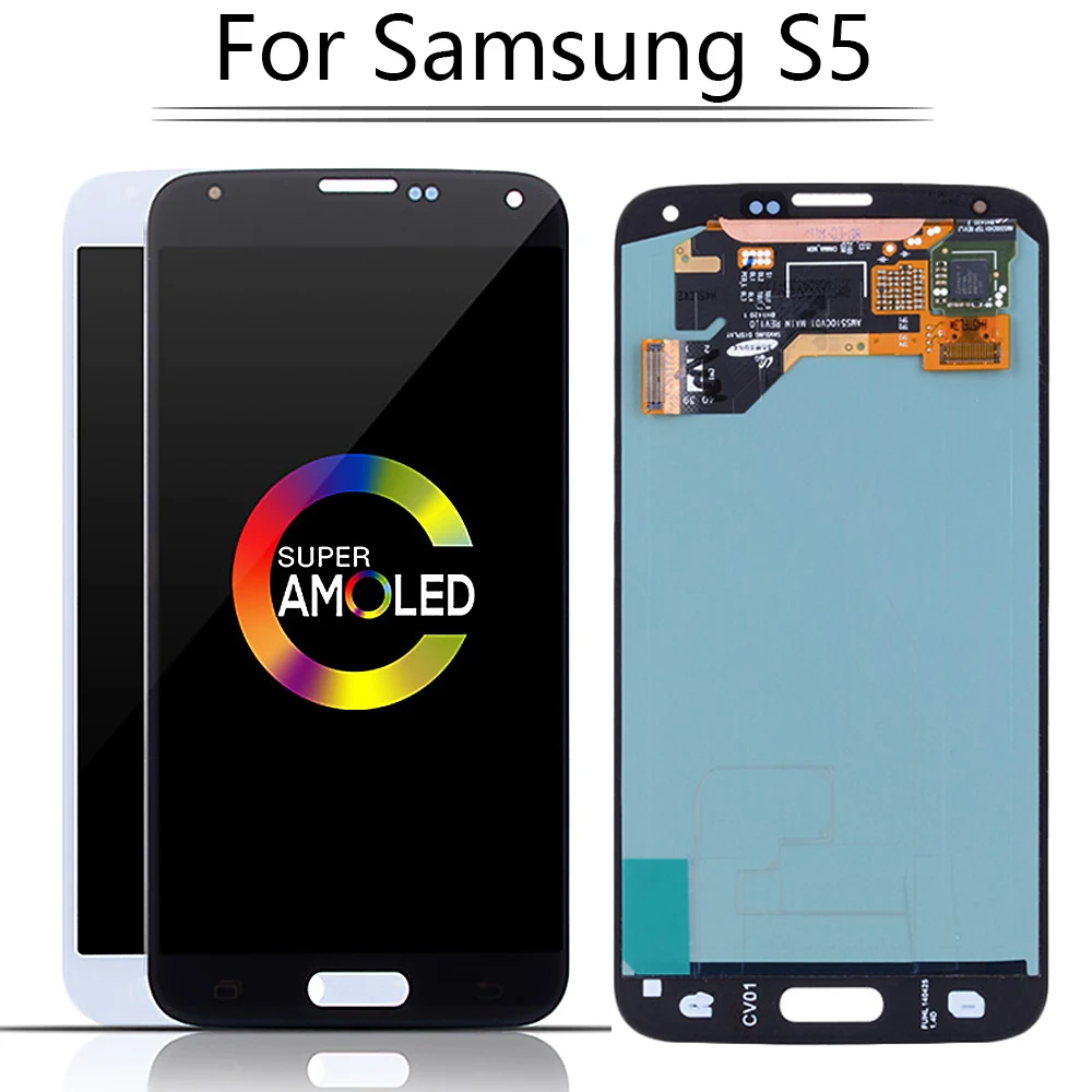 

Super AMOLED LCD For SAMSUNG GALAXY S5 LCD Screen Display Touch Digitizer Assembly S5 i9600 G900F G900M G9001 Replacement