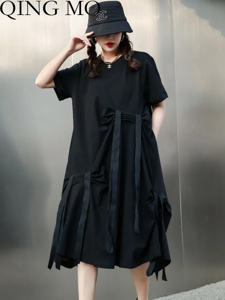

Женское платье из двух частей QING MO, свободное платье с коротким рукавом, Экстра большого размера, ZXF3241, лето 2023