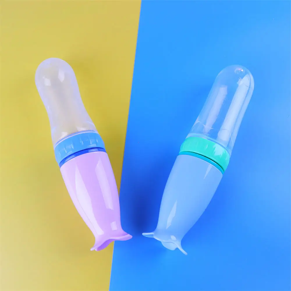 

Food Grade Silicone Soft Feeding Bottle Spoon For Baby Medicine Infant Squeeze Spoon Food Supplement Feeder Newborn Stuff New