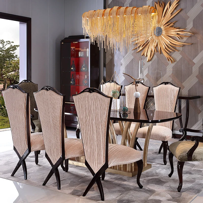 

Французский неоклассический обеденный стол и стул, комбинированный обеденный стол из массива дерева, Овальный Обеденный Стол, кожаный стул, мебель