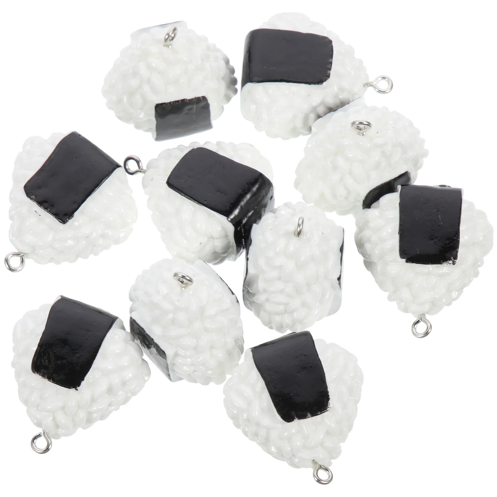 

10 Pcs Imitation Sushi Rice Ball Decorative Jewelry Charms Food Pendant Key Chain Bag Hanging Resin Lovely
