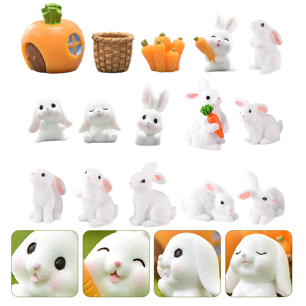 

Bunny Figurines Easter Mini Rabbit Resin Animal Landscape Miniature Figurine Topper Playset Shaped Accessory Animals Bonsai