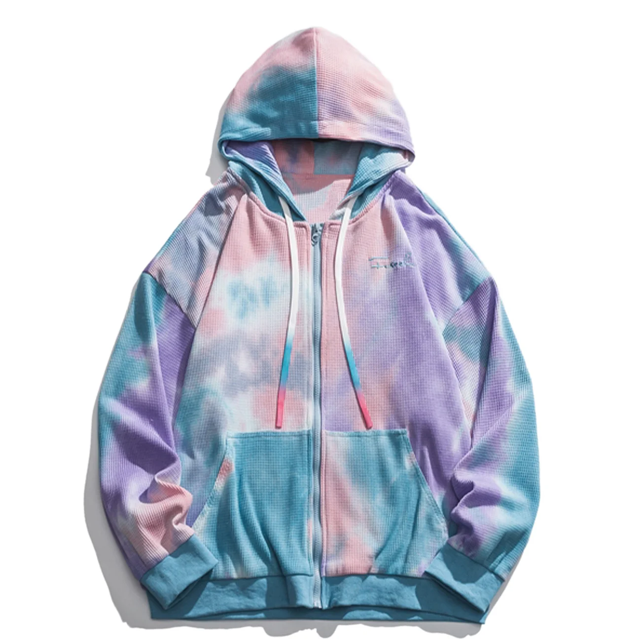 

KKAYCATE Streetwear Zipper Hooded Jacket Hip Hop Tie Dye Hoody Harajuku Men Hoodie Sweatshirt Cotton Loose Unisex Tops