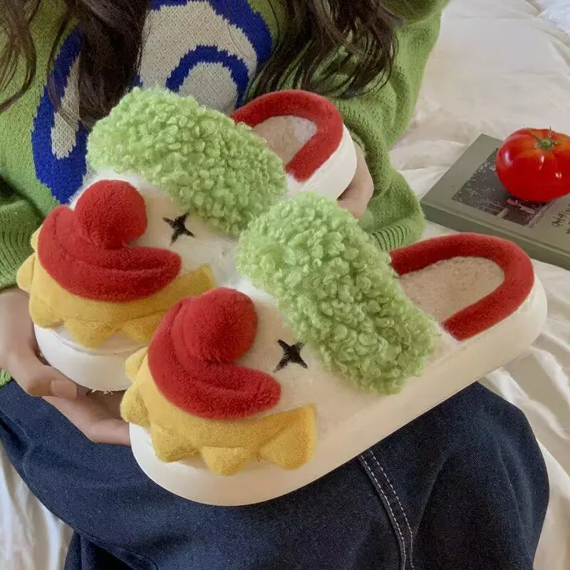 2024 зимние хлопковые тапочки женские креативные забавные Нескользящие домашние