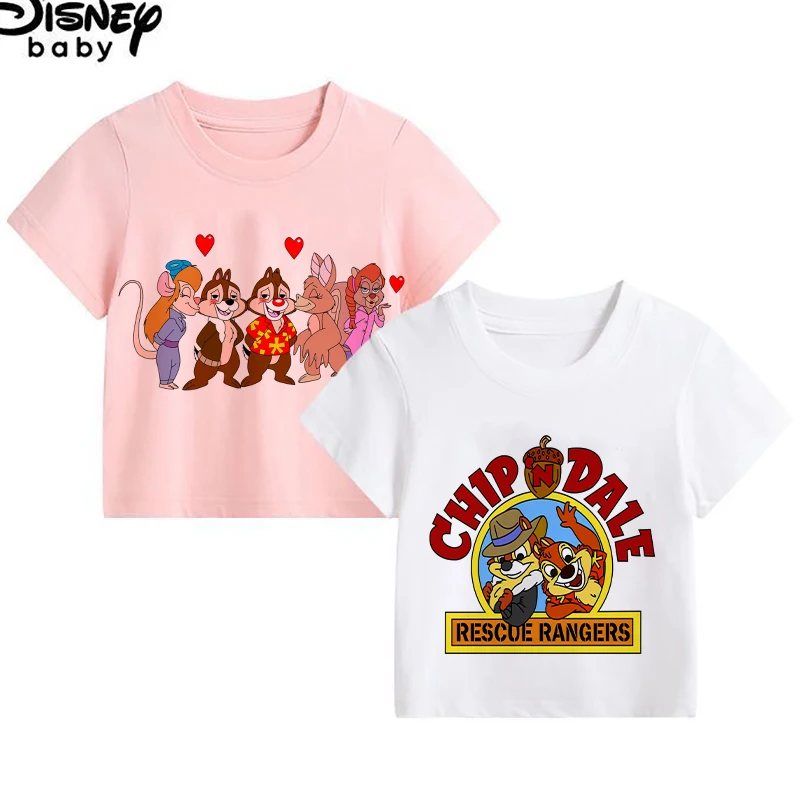 Kids Tshirt Summer Fashion Children Short Sleeve PinkT Shirt Tops Promoted To Big Sister Chip 'n' Dale Print Clothes |