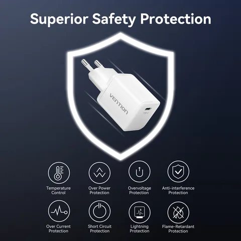 Зарядное устройство Vention 30W GaN для iPhone 17 16 15 14 Pro Max, Samsung, быстрая зарядка PD QC3.0, USB-C, для телефонов и планшетов, Type-C