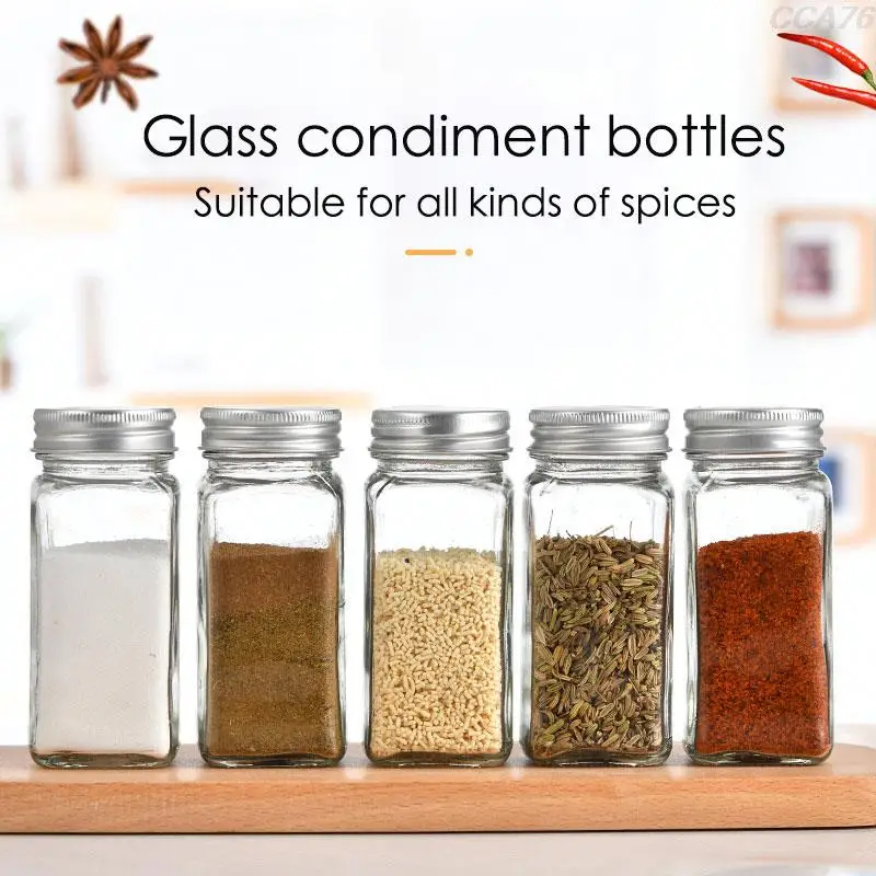 

Multiple Set Seasoning Jars Square Glass Container Seasoning Bottle Container