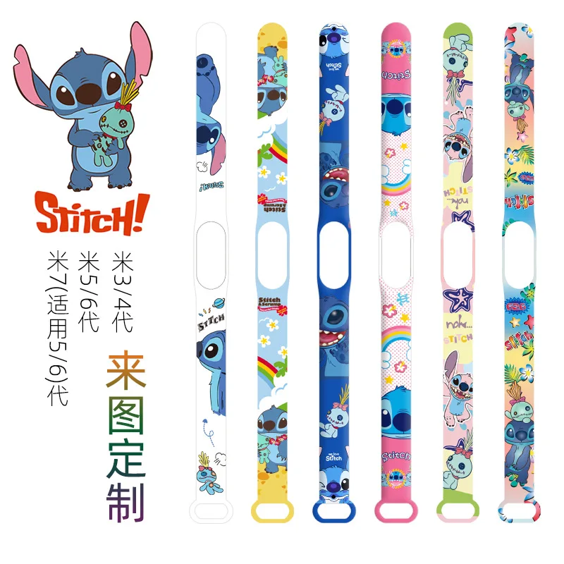 Disney Lilo & Stitch Xiaomi Strap for Mi Band 7/6/5/4/3/NFC Wristband cartoon character Print Watch Replacement Band kids gifts images - 6
