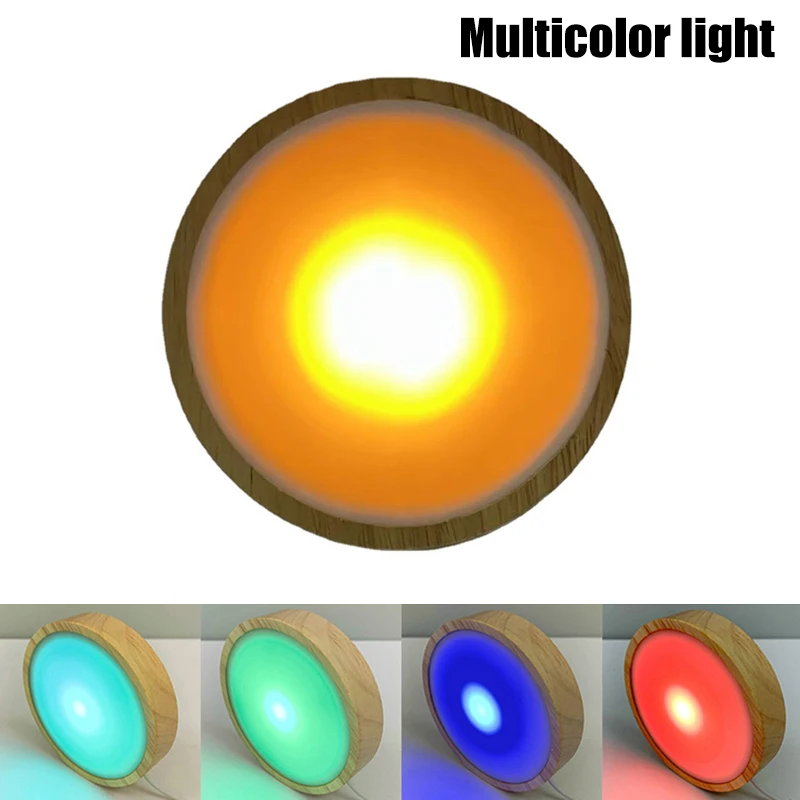 

1PC Art Ornament Round Wooden LED Night Light Base Decorative Holder Display Stand For Crystals Glass Ball Decor