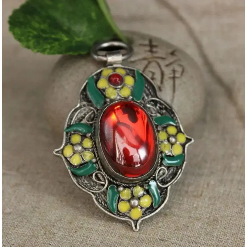 

China Collection Roasted Blue Cloisonne Zircon Pendant Nelace