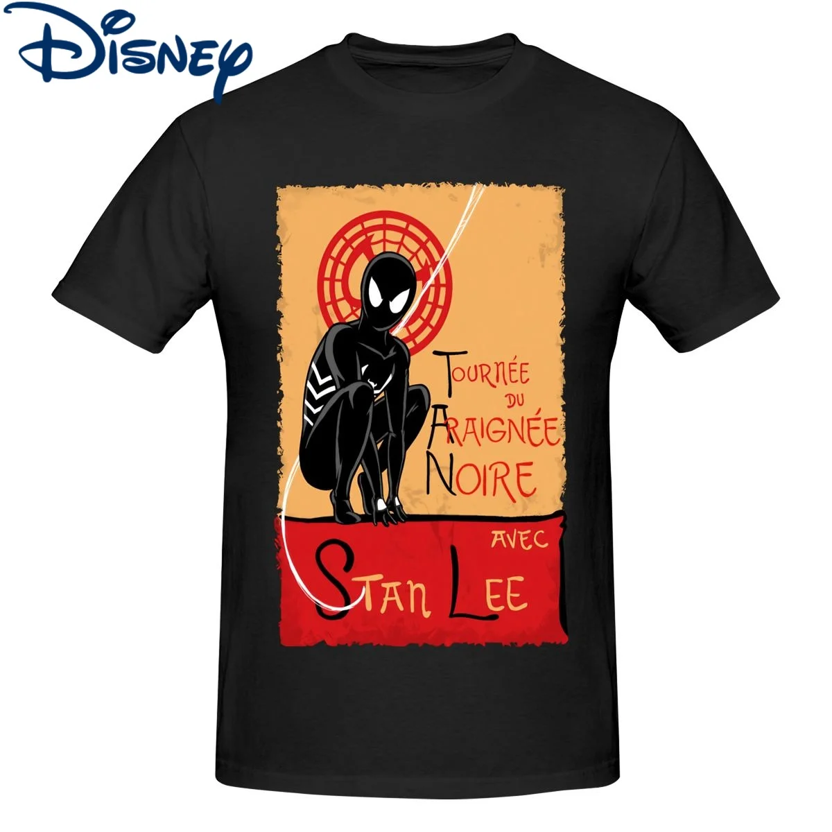 

Футболка Le Black Spider мужская из чистого хлопка, рубашка с круглым вырезом, с принтом Marvel футболка с человеком-пауком, топы с коротким рукавом Disney, идея для подарка