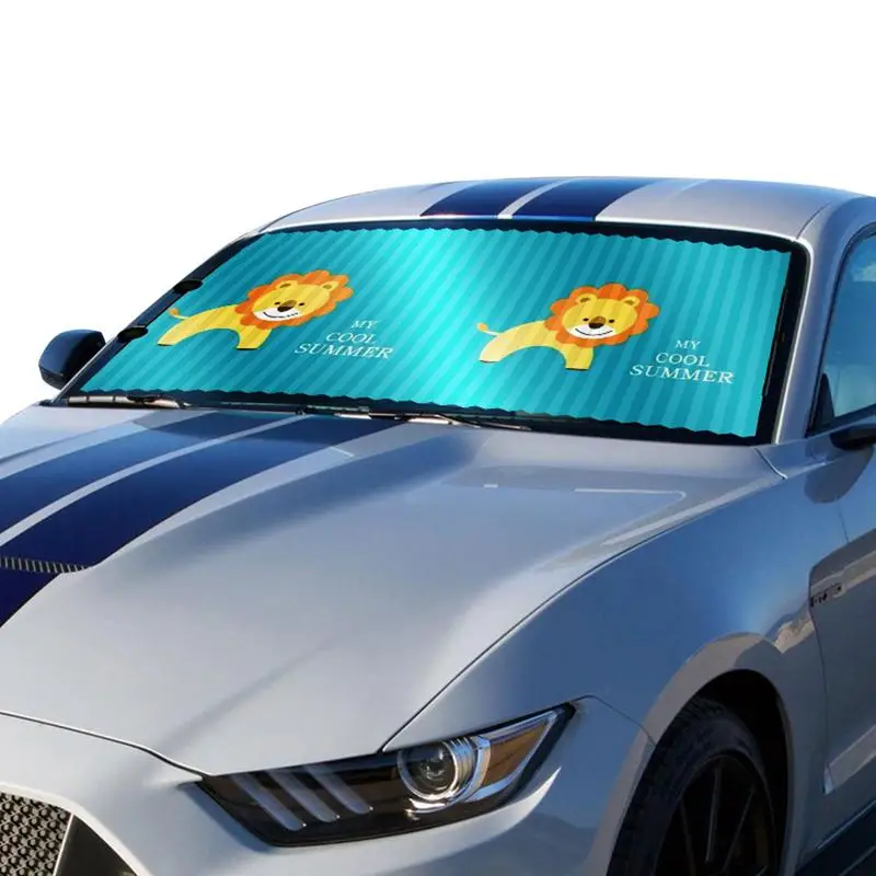 

Солнцезащитный козырек на лобовое стекло автомобиля, автоматический выдвижной двухслойный козырек от солнца с маленьким львом