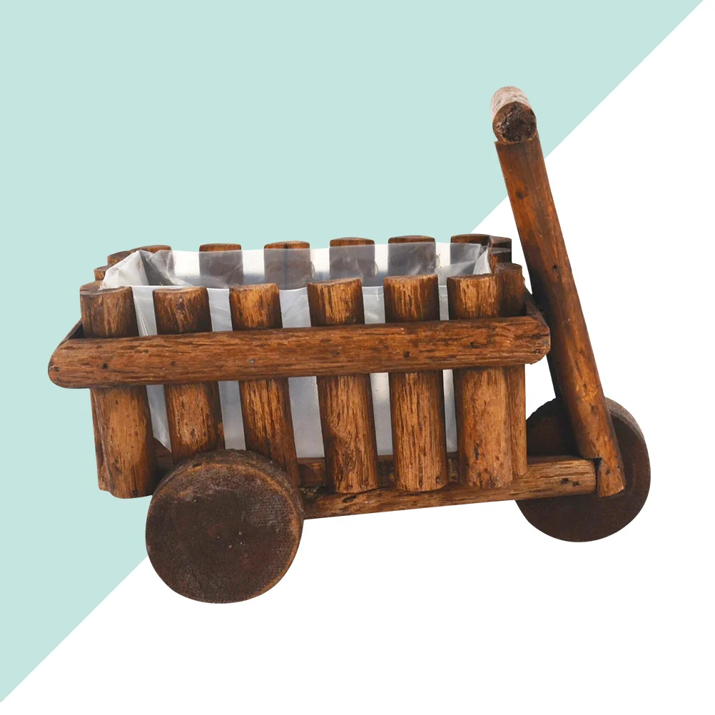 

Декоративная уличная фургон, фургон, цветочный горшок, садовая фургон, подставка, деревянный декор, декоративная тачка из цельной древесины...