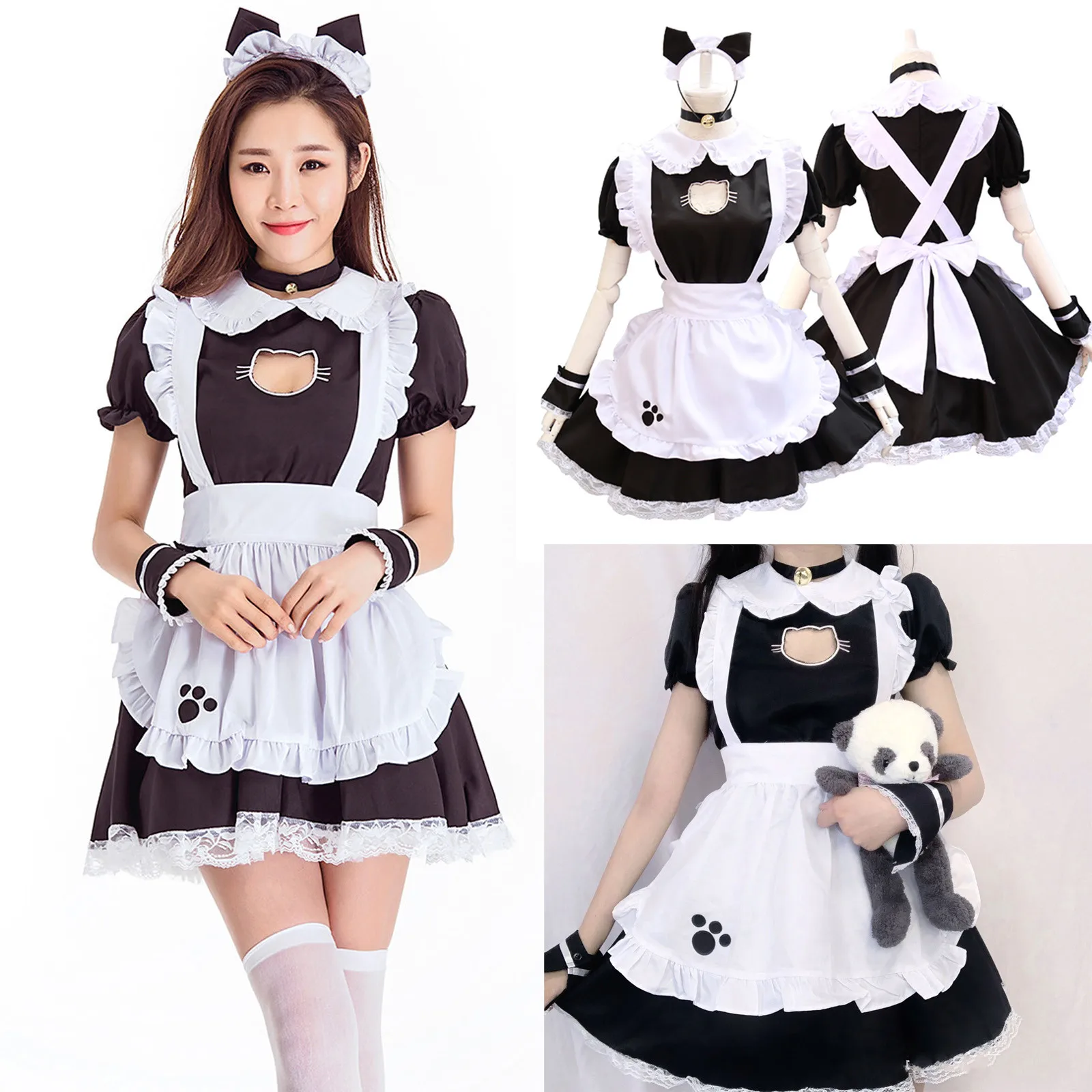 

Women Dress Sexy Black Cat Girl Women Fantasy French Maid Outfit Men Gothic Sweet Lolita Dress Anime Cosplay Costume Plus Size