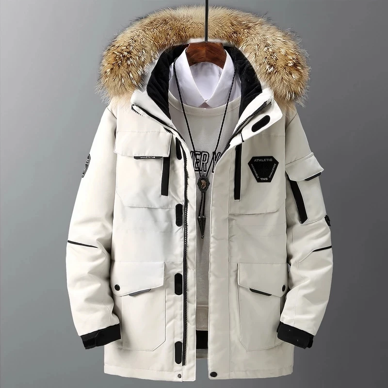 Winter Warm Men Down Jacket Casual Autumn Stand Collar Puffer Thick Hat White Duck Parka Coat New Men's Down Jackets Windproof