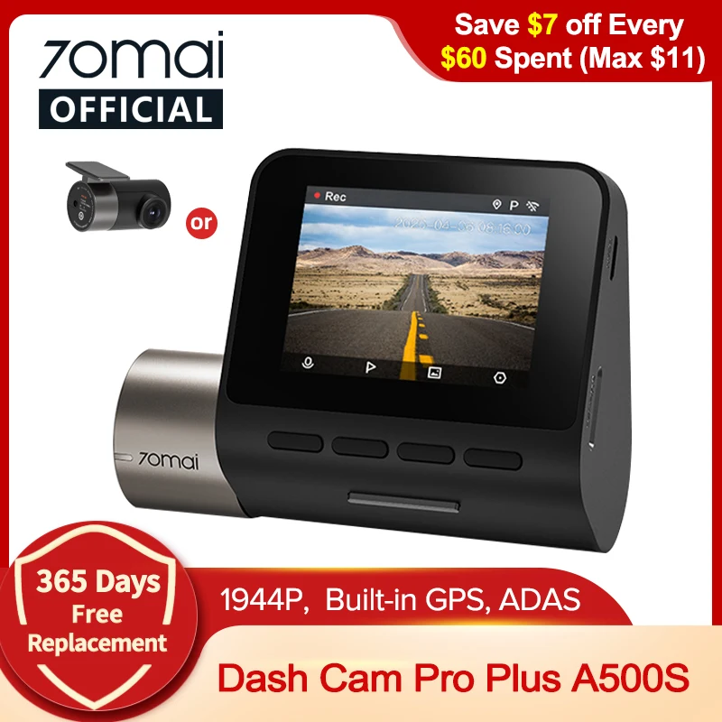 70mai Pro Plus видеорегистратор A500S 1944P 70mai Автомобильный видеорегистратор Камера GPS ADAS 140FOV 24-часовой монитор парковки 70mai Pro Plus A500S