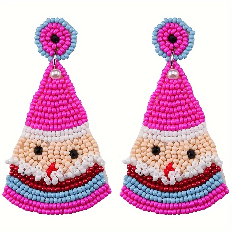 Рождественские Украшенные бусинами серьги Санта-Клауса Vedawas милые красочные