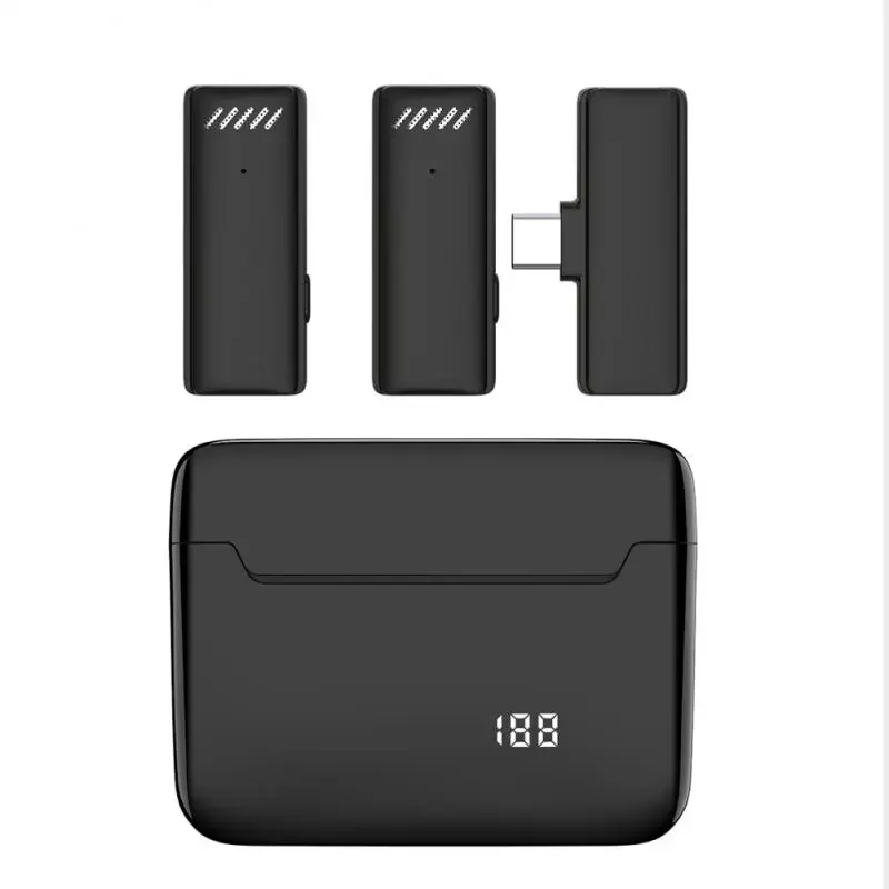 

NEW2023 Wireless Lavalier Microphone With Digital Display Charging Compartment Noise Reduction Live Short Video Radio Microphone