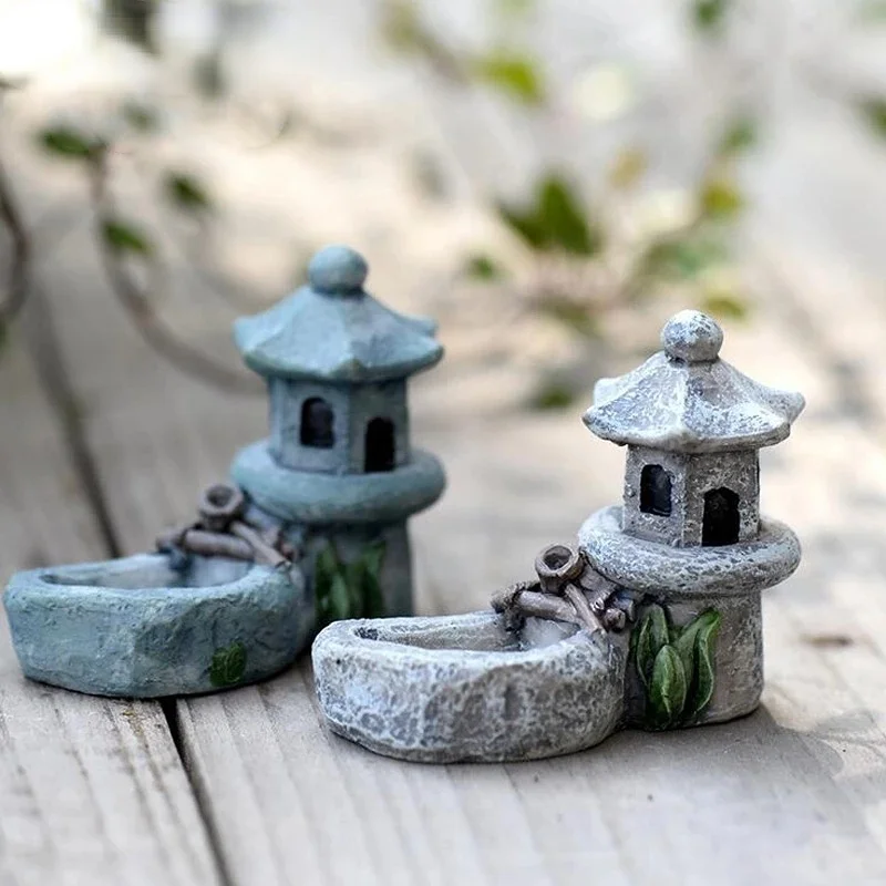 

Moss Micro Landscape Ornament Pool Tower House Micro Landscape Home Garden Decoration Miniature Accessories Succulent Ornament