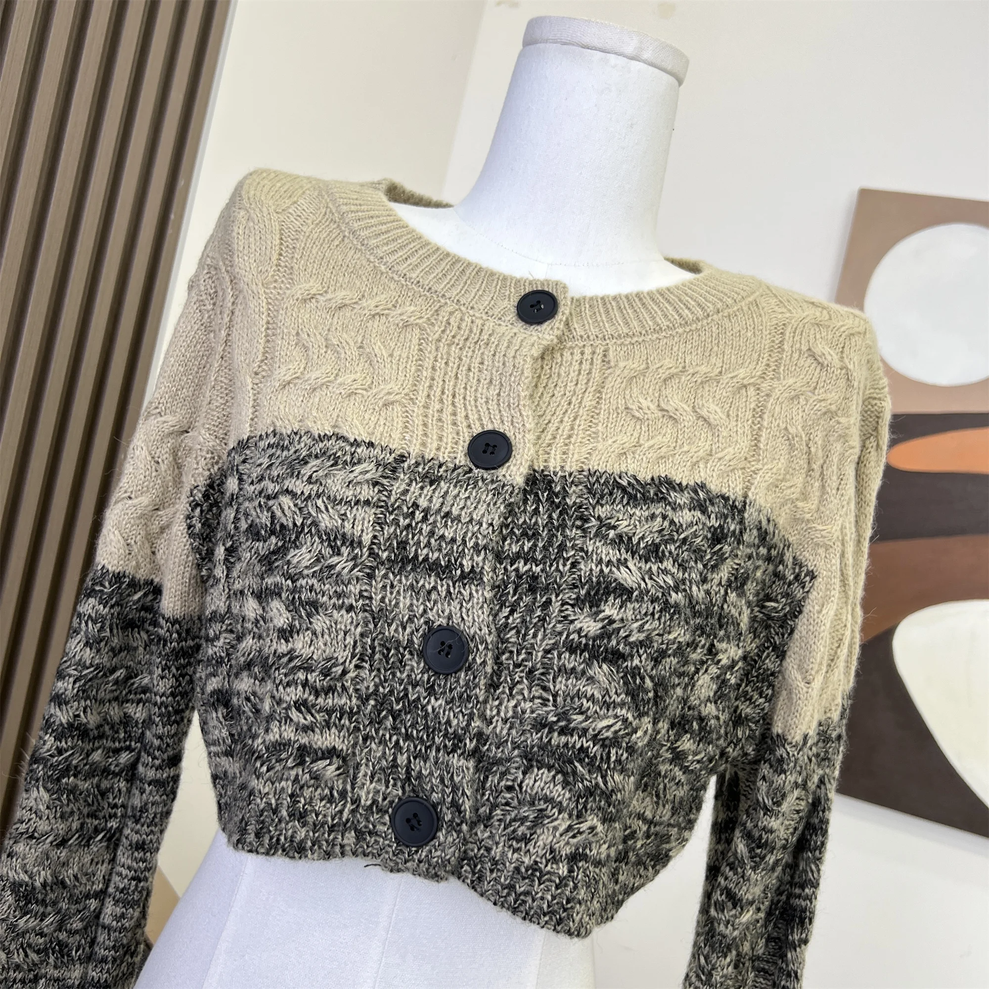 Винтажный вязаный кардиган Anivia на пуговицах пальто с круглым вырезом и длинным