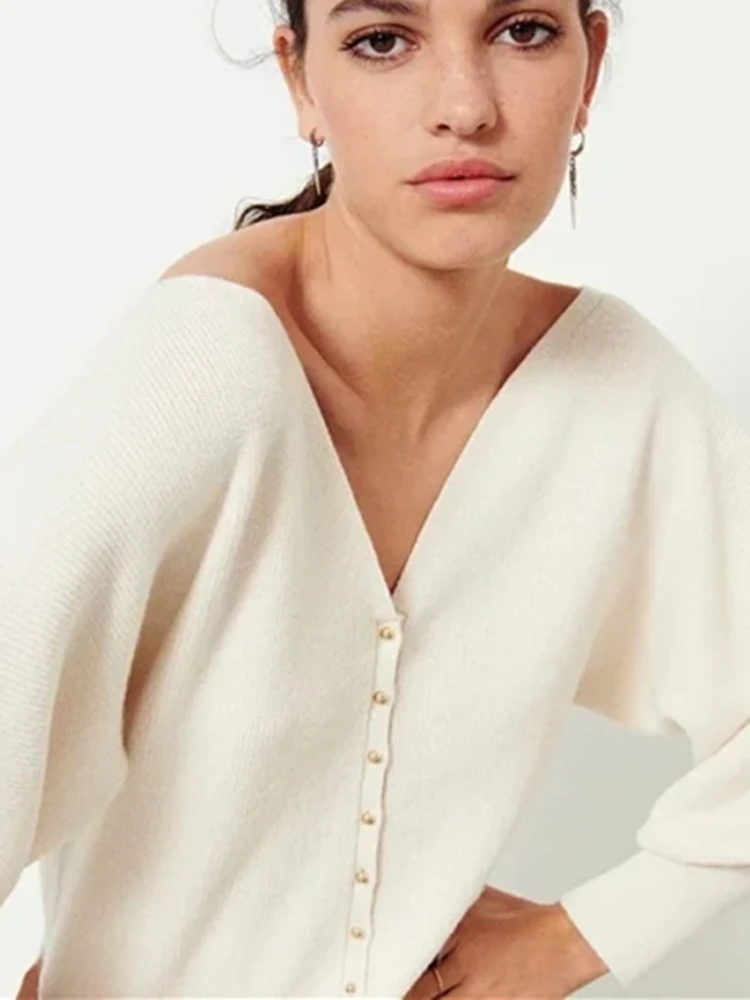 

Women Wool Blended Double-Sided Knit Sweater 2022 Spring New V-neck Ladies Single-Breasted Cardigan Knitwear Tops