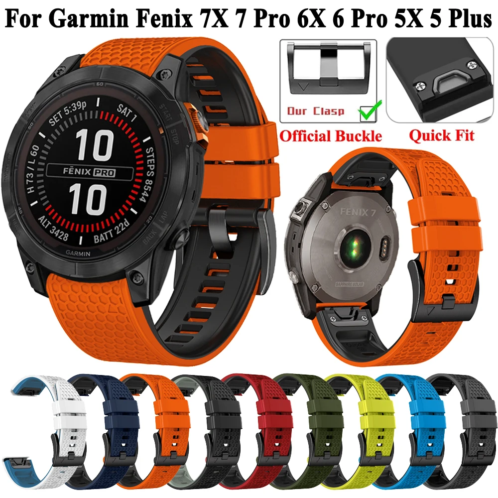 

26mm 22mm QuickFit Watchband For Garmin Fenix 7X 7 6X Pro 5X Plus Silicone Wrist Band For Epix 2 Descent MK2 MK1 955 Watch Strap