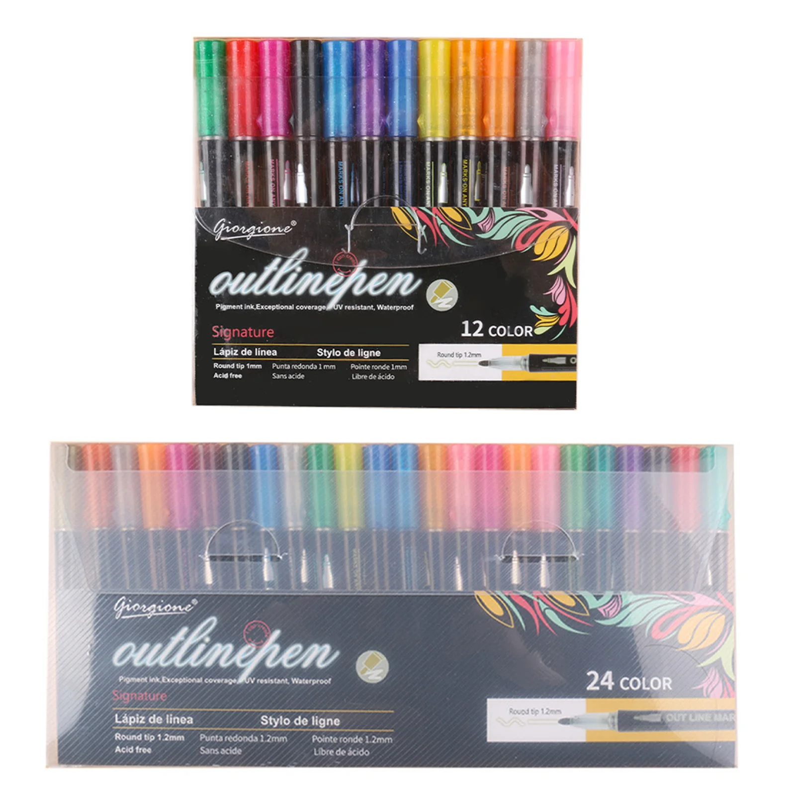 

12/24 цветов, двусторонние Контурные ручки, самоконтурная фоторучка для рисования и изготовления карт SP99