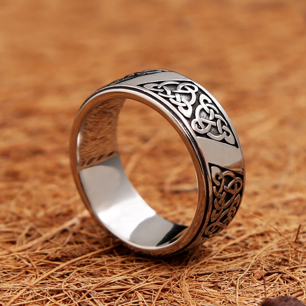 

Fashion Vintage Viking Celtic Knot Ring Nordic Stainless Steel Men's Women's Couple Party Ring Biker Amulet Jewelry Wholesale