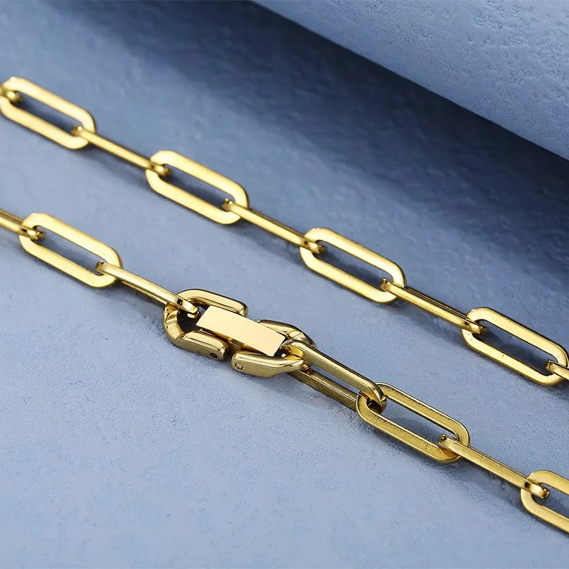 Очаровательное колье Fongten в стиле хип-хоп цепочка из нержавеющей стали золотого