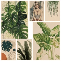 style tropical plants green leaves good quality prints and posters kraft paper sticker diy room bar cafe kawaii room decor